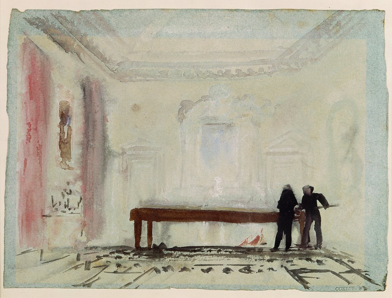 Biljartspelers in Petworth House, 1830 door Joseph Mallord William Turner
