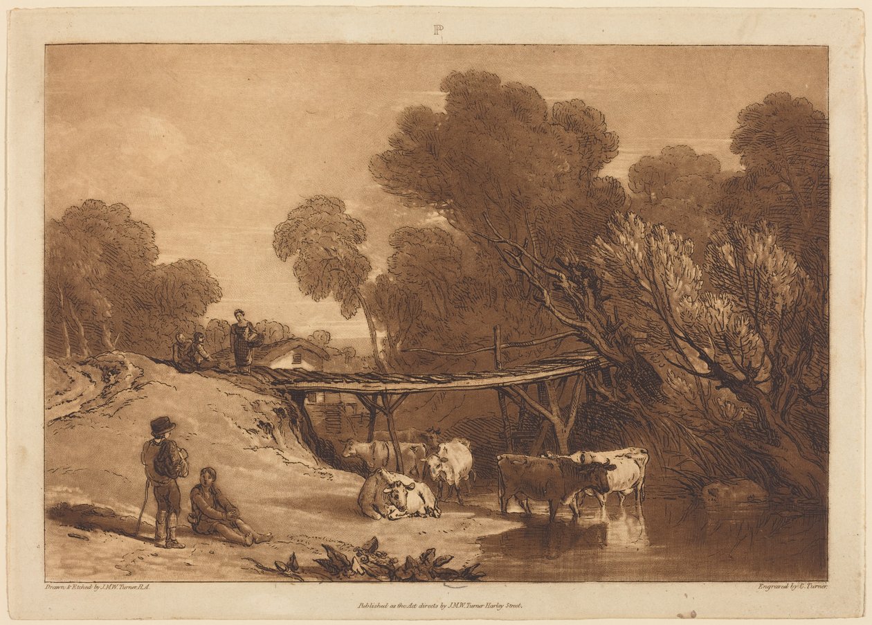 Brug en koeien door Joseph Mallord William Turner