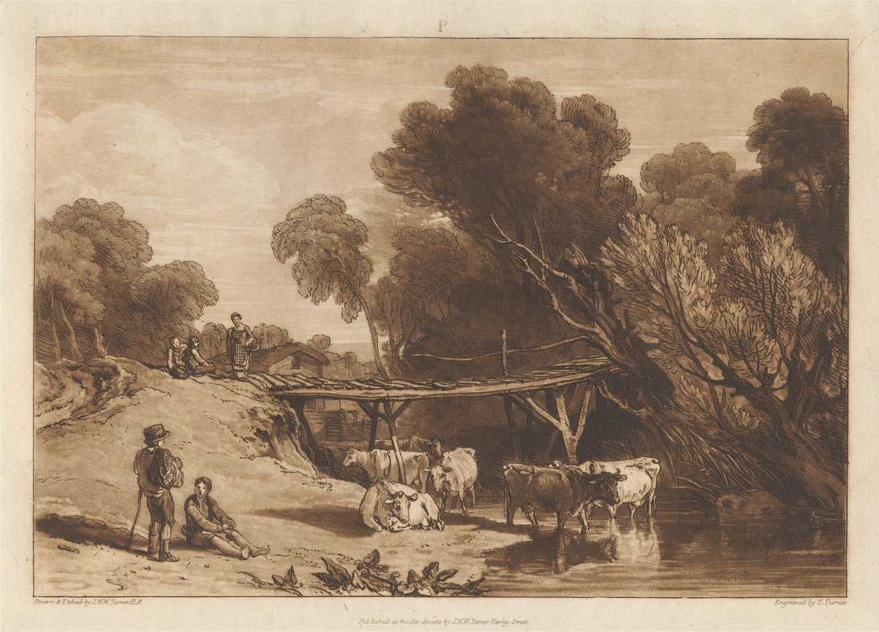 Brug en koeien door Joseph Mallord William Turner