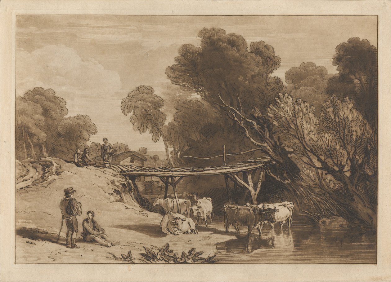 Brug en koeien door Joseph Mallord William Turner