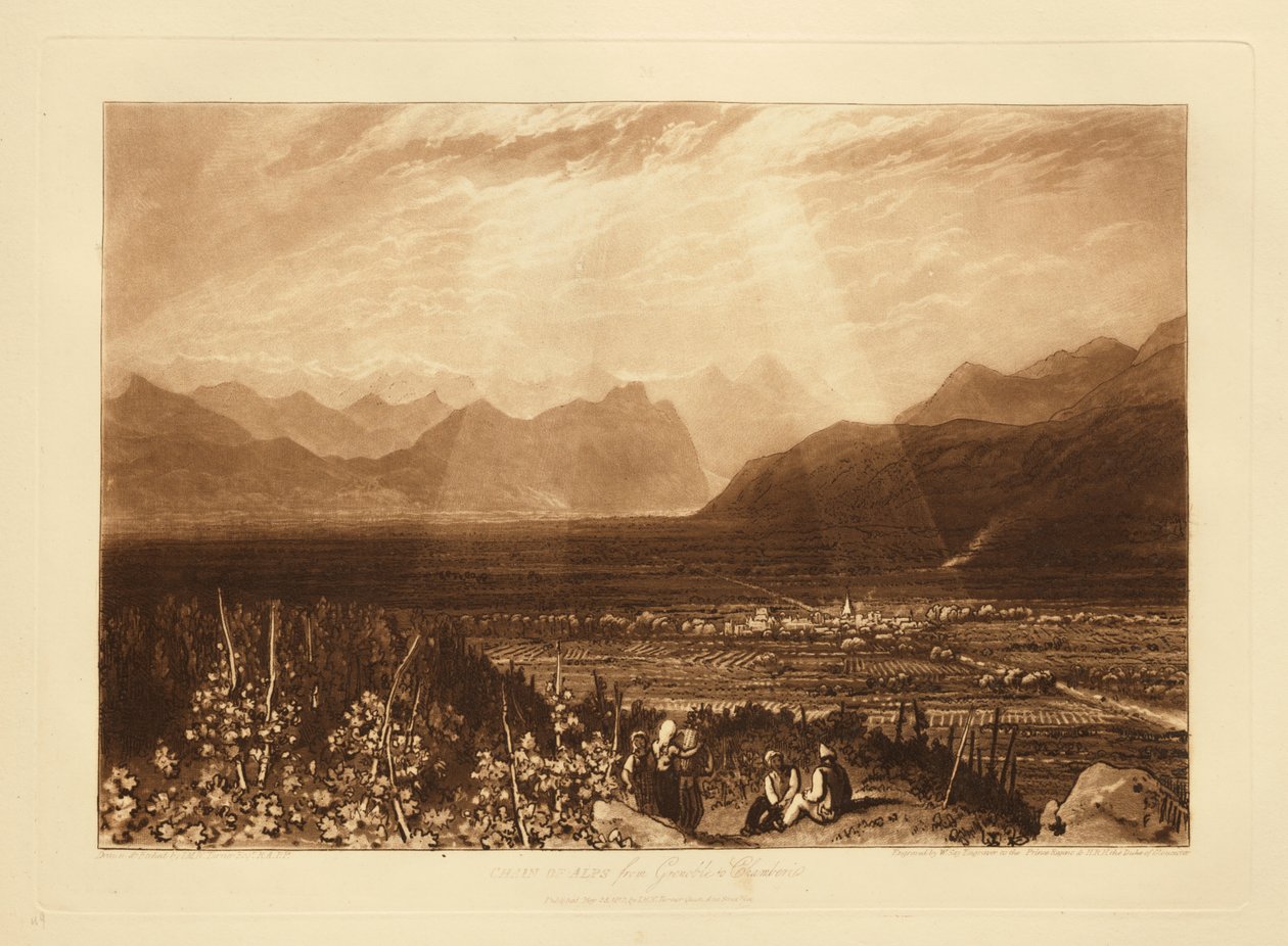 Alpenketen van Grenoble tot Chambéry door Joseph Mallord William Turner