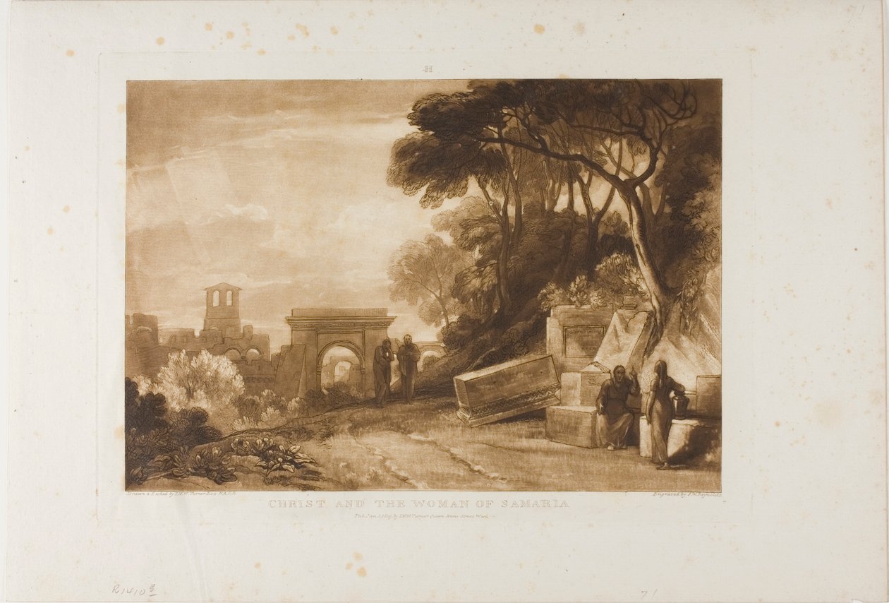 Christus en de vrouw van Samaria, plaat 71 uit Liber Studiorum door Joseph Mallord William Turner