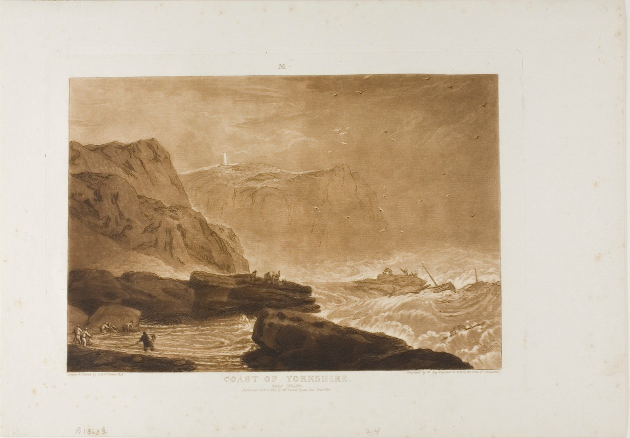 Kust van Yorkshire, plaat 24 uit Liber Studiorum door Joseph Mallord William Turner
