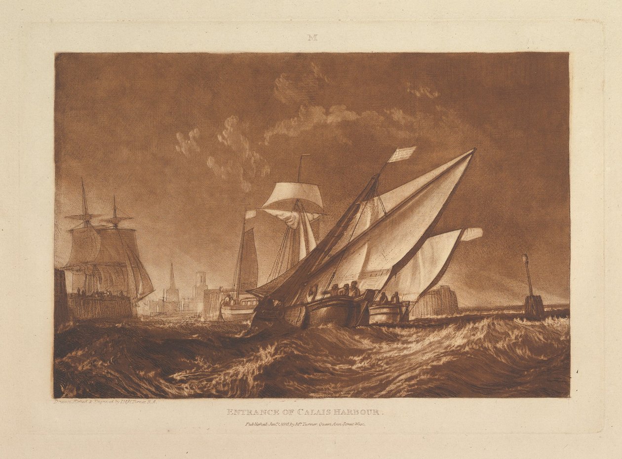 Ingang van de haven van Calais Liber Studiorum, deel XI, plaat 55 door Joseph Mallord William Turner