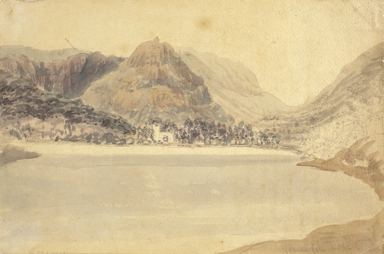 Het Grassmere-meer en de kerk door Joseph Mallord William Turner