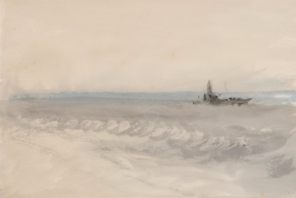 Grijze Zee, Boot aan de Kust, c.1845-50 door Joseph Mallord William Turner