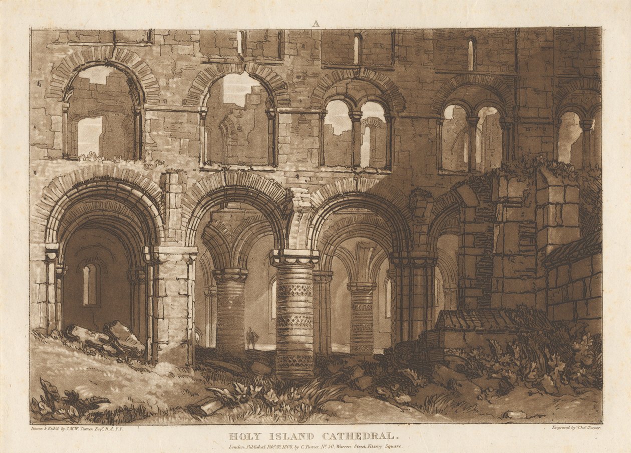 Kathedraal van Holy Island door Joseph Mallord William Turner