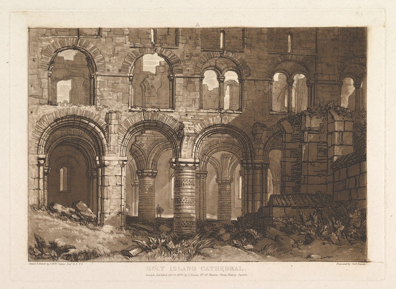 Holy Island Cathedral Liber Studiorum, deel III, plaat 11 door Joseph Mallord William Turner