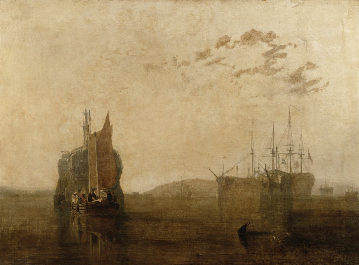 Hulken op de Tamar, ca. 1812 door Joseph Mallord William Turner