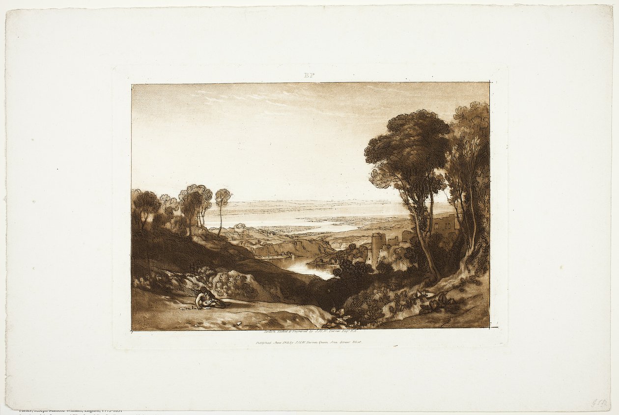 Kruising van de Severn en Wye, uit Liber Studiorum, nr. 28 door Joseph Mallord William Turner