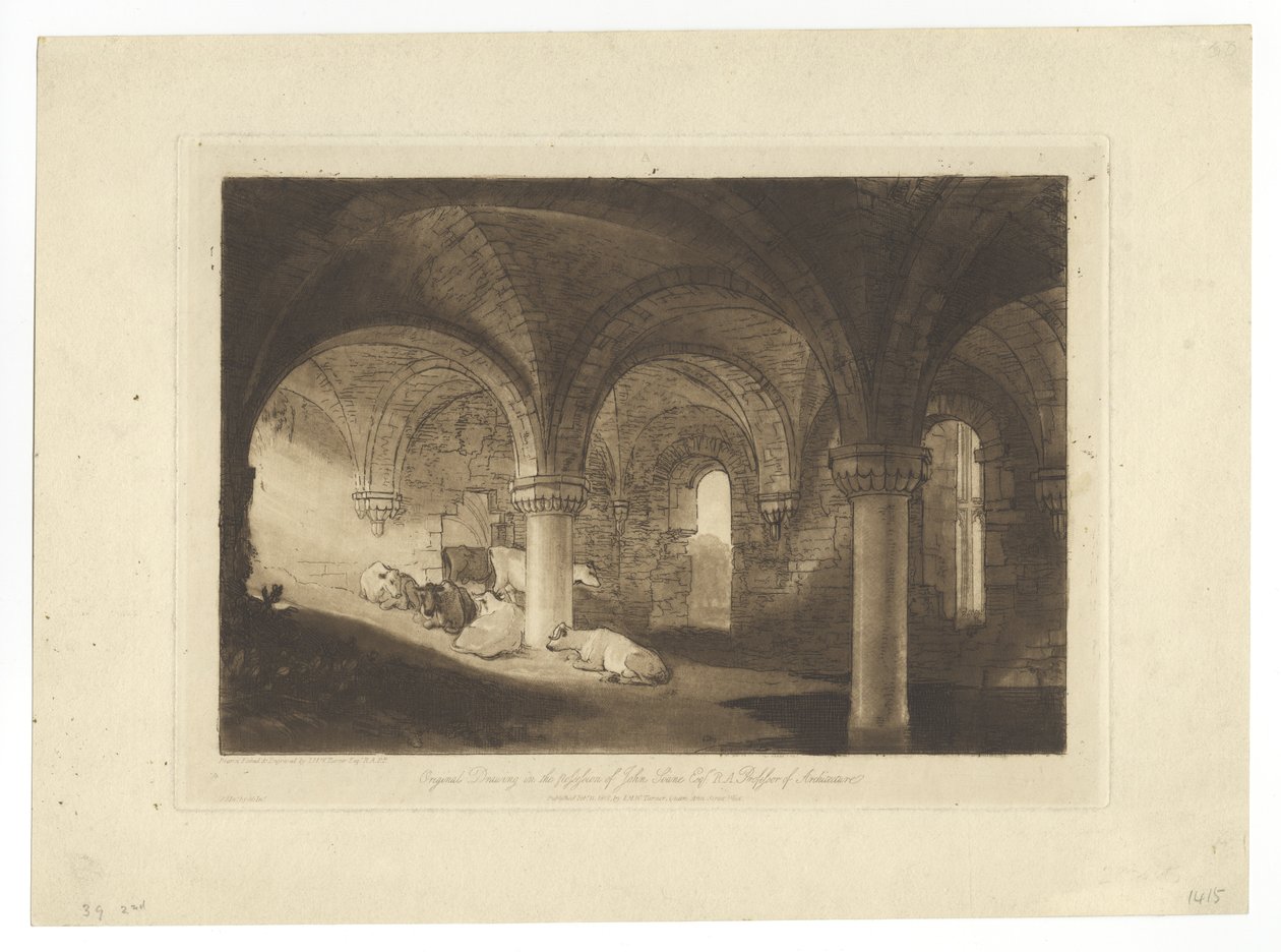 Kirkstall Abbey Crypt door Joseph Mallord William Turner