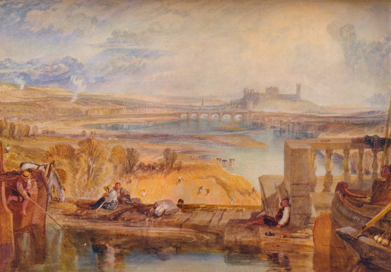 Lancaster, vanaf de Aquaductbrug, ca. 1825 door Joseph Mallord William Turner