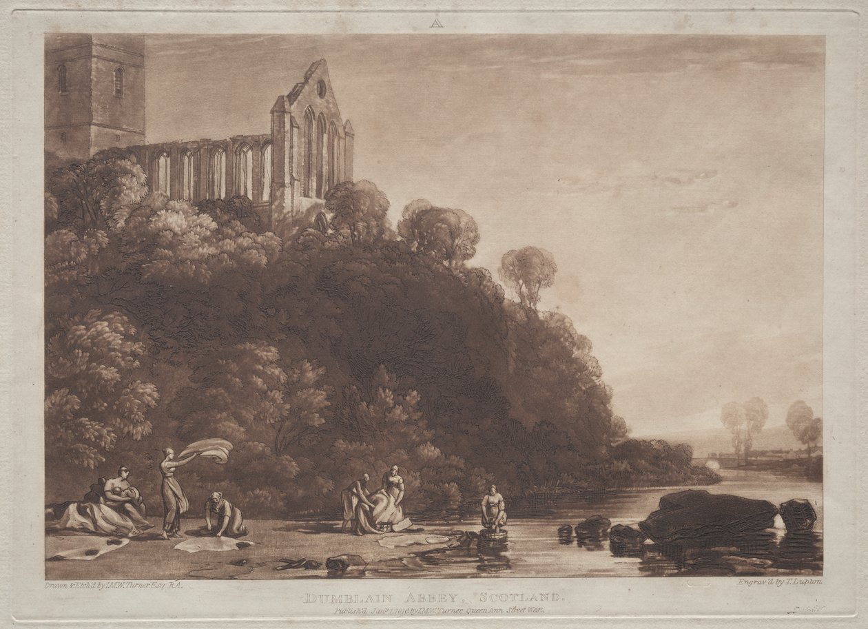 Liber Studiorum:  Dumblain Abbey, Schotland door Joseph Mallord William Turner