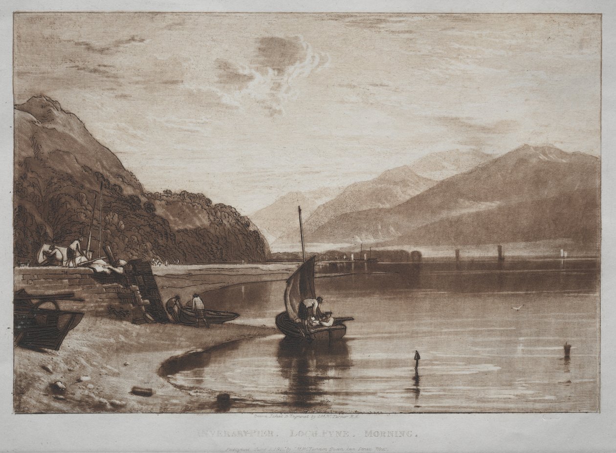 Liber Studiorum:  Inverary Pier, Lock Fyne, ’s ochtends door Joseph Mallord William Turner