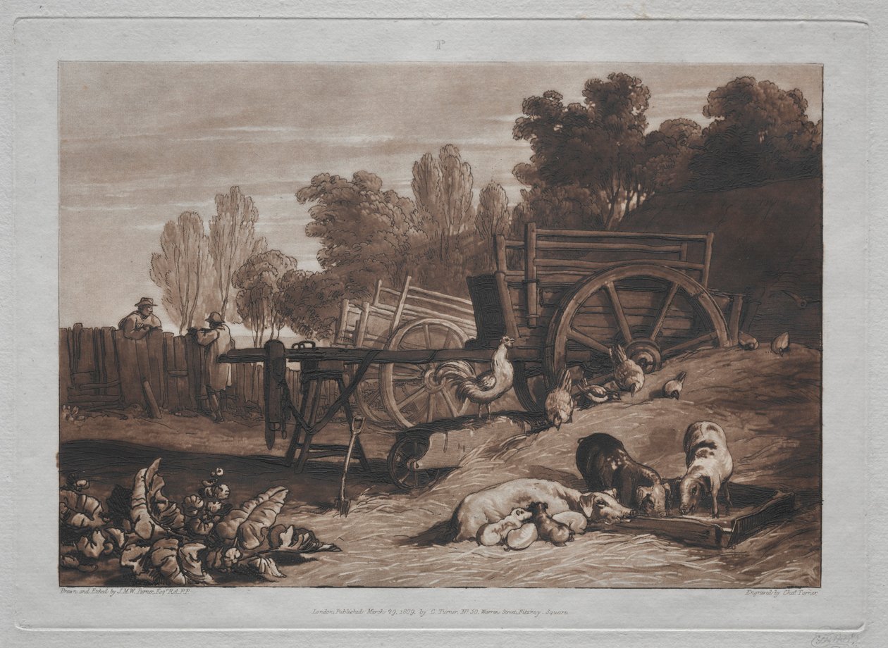 Liber Studiorum: De boerderij met de haan door Joseph Mallord William Turner