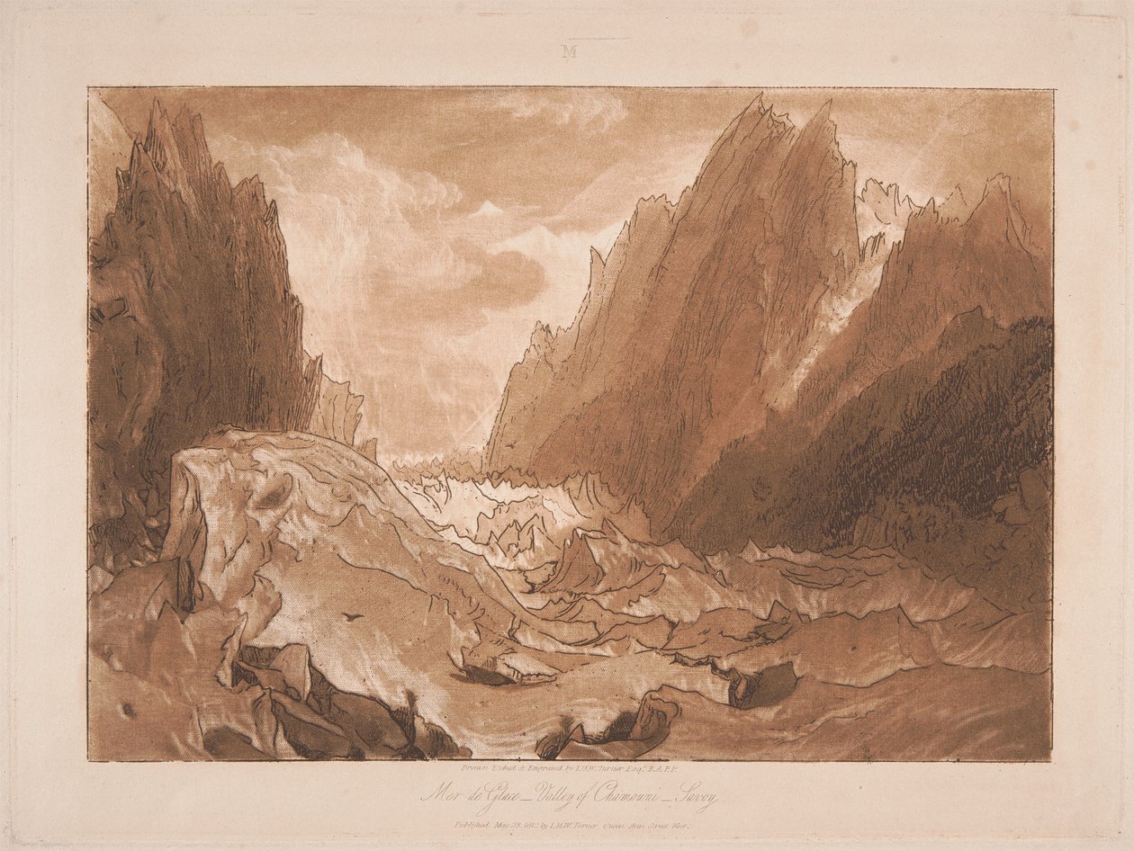 Mer de Glace, dal van Chamonix, Savoye door Joseph Mallord William Turner