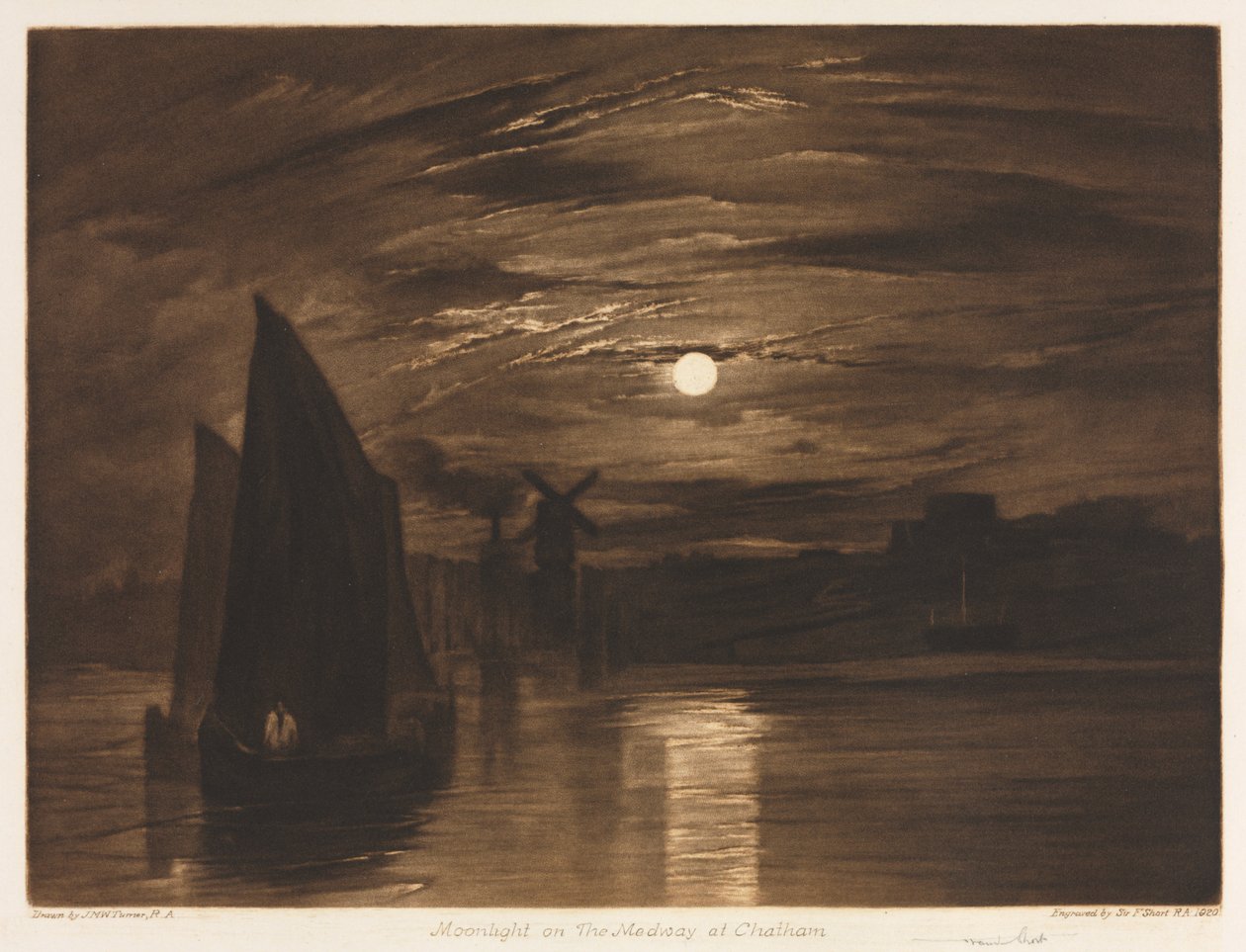 Maanlicht op de Medway bij Chatham door Joseph Mallord William Turner