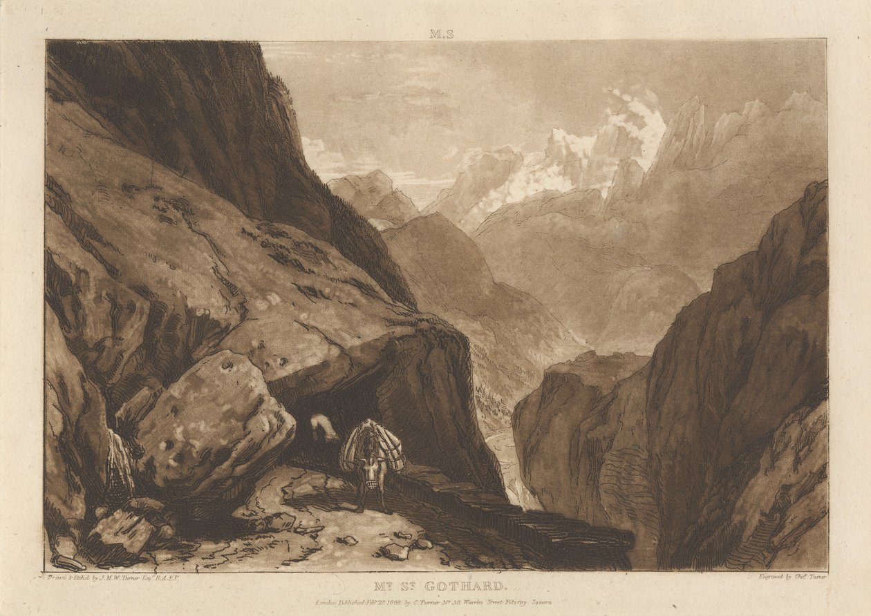 Mt. St. Gotthard door Joseph Mallord William Turner