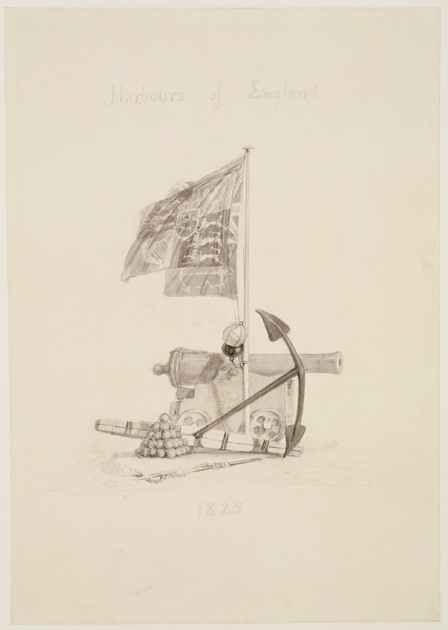 No.0567 Havens van Engeland, ontwerp voor de titelpagina van een boek, 1825 door Joseph Mallord William Turner