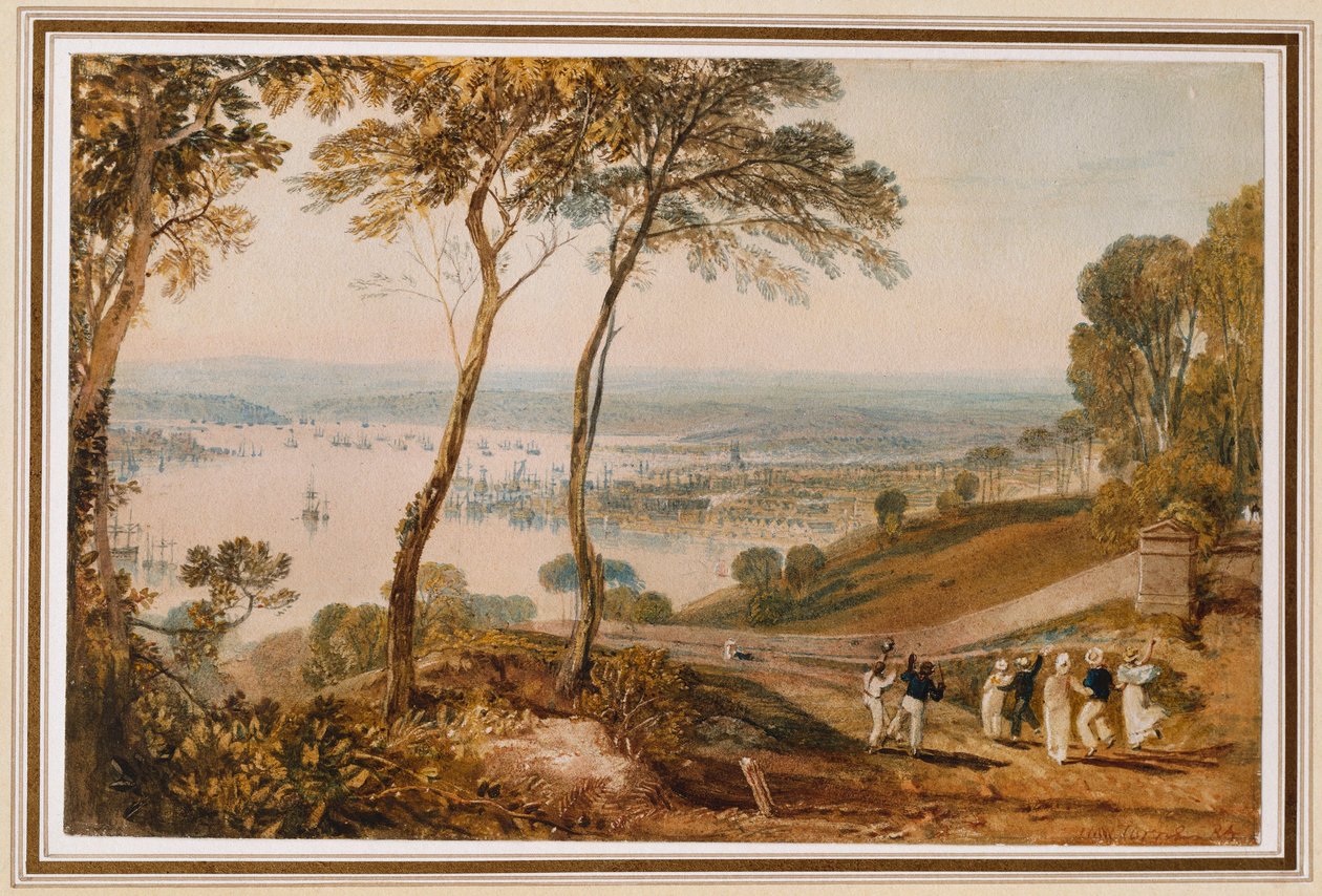 Plymouth Dock, vanaf nabij Mount Edgecumbe door Joseph Mallord William Turner