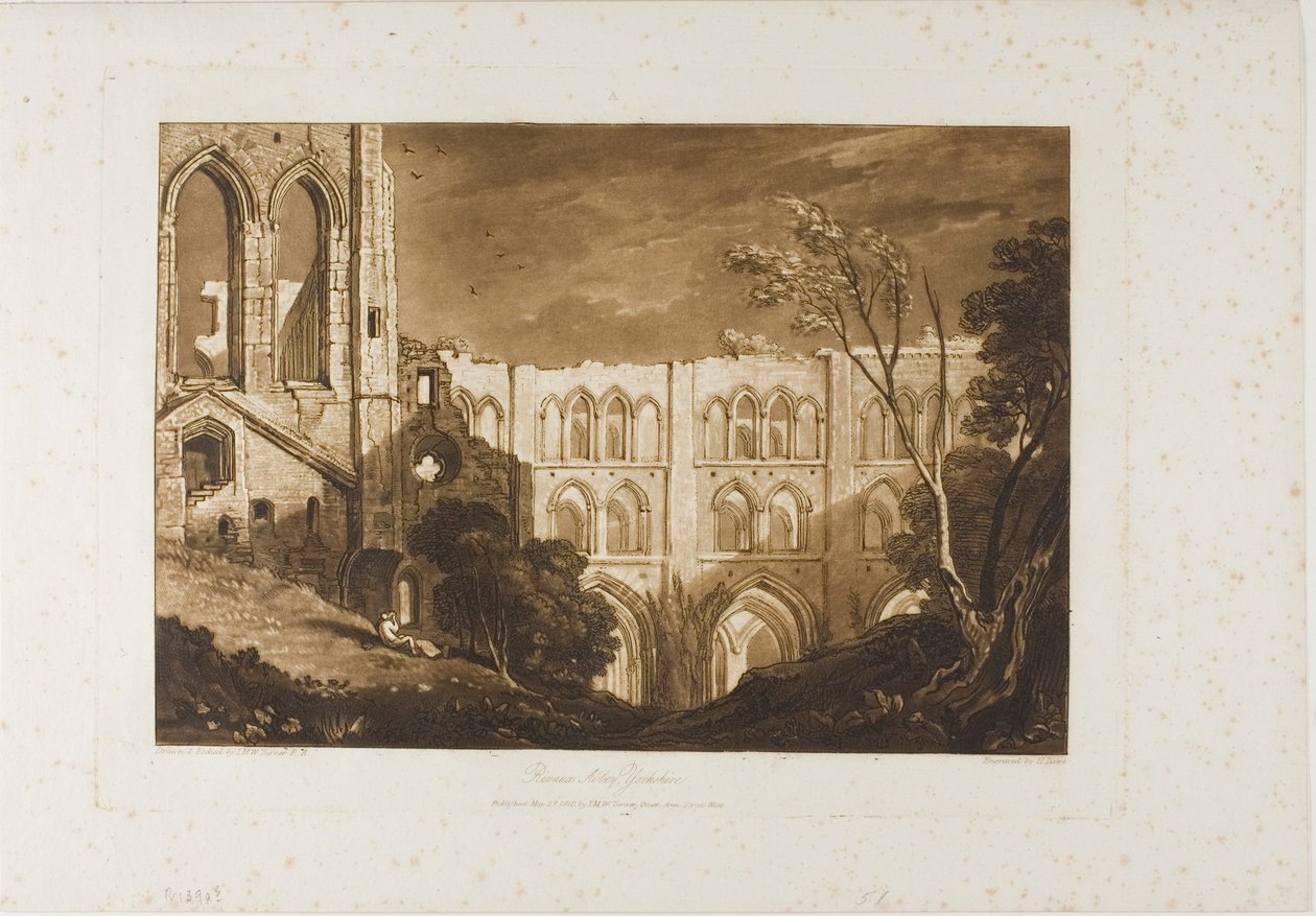 Rivaux Abdij, plaat 51 uit Liber Studiorum door Joseph Mallord William Turner