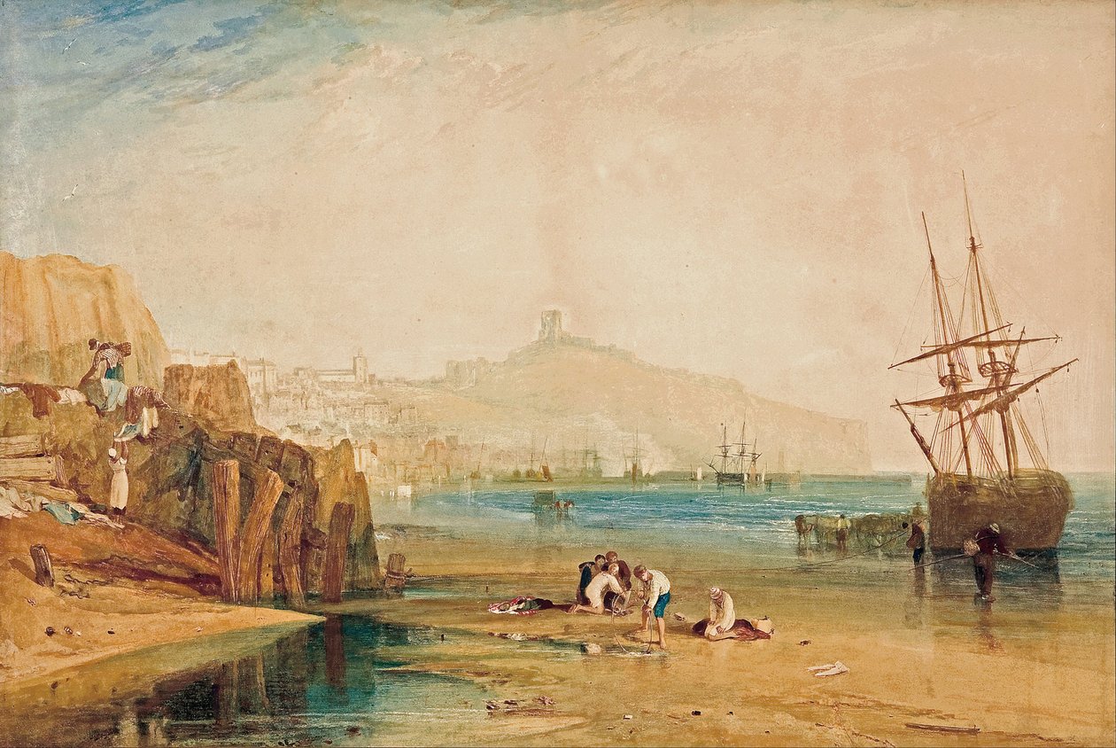 Scarborough, ochtend, jongens die krabben vangen, c. 1810 door Joseph Mallord William Turner