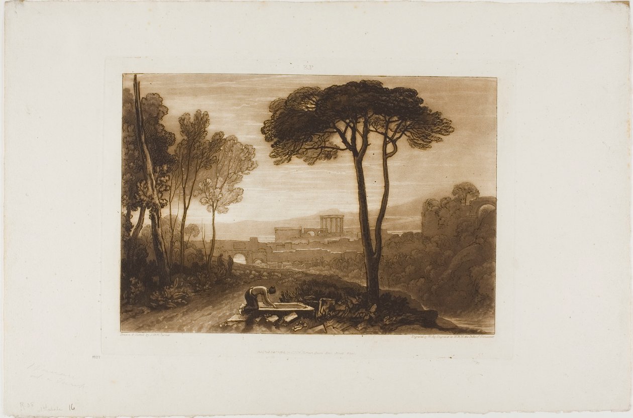 Scène in de Campagna, plaat 38 uit Liber Studiorum door Joseph Mallord William Turner