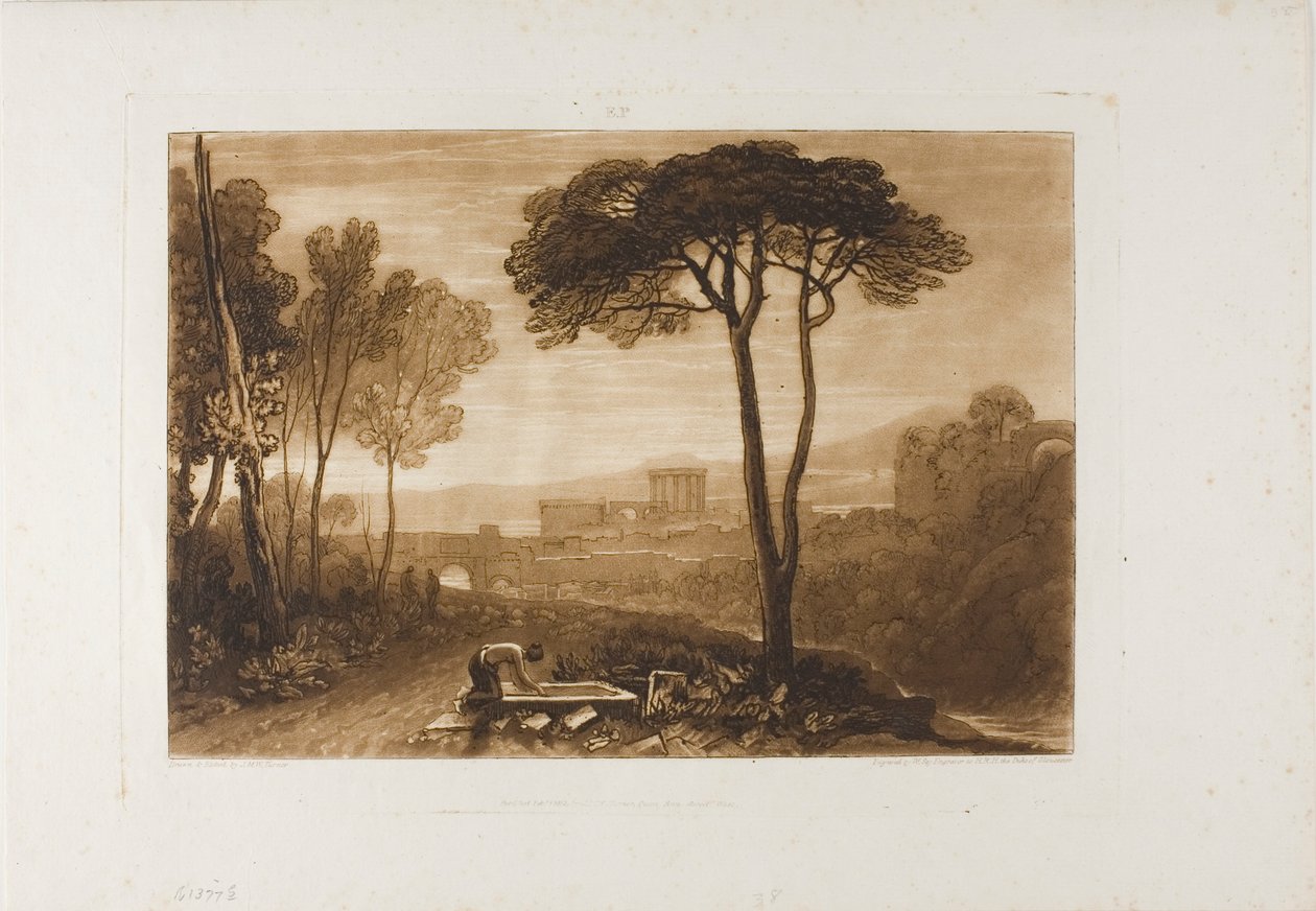 Scène in de Compagna, plaat 38 uit Liber Studiorum door Joseph Mallord William Turner