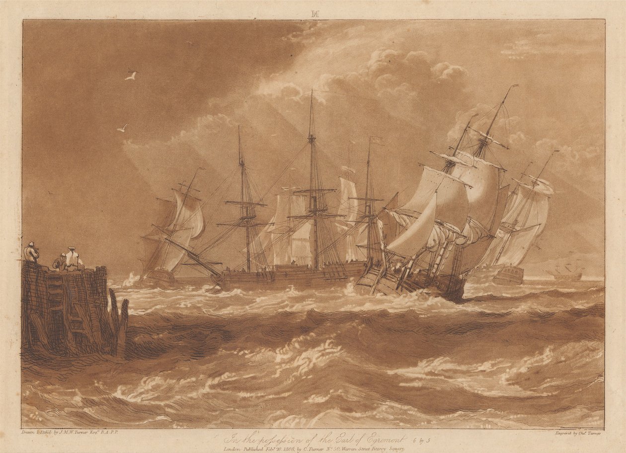 Schepen in een bries door Joseph Mallord William Turner