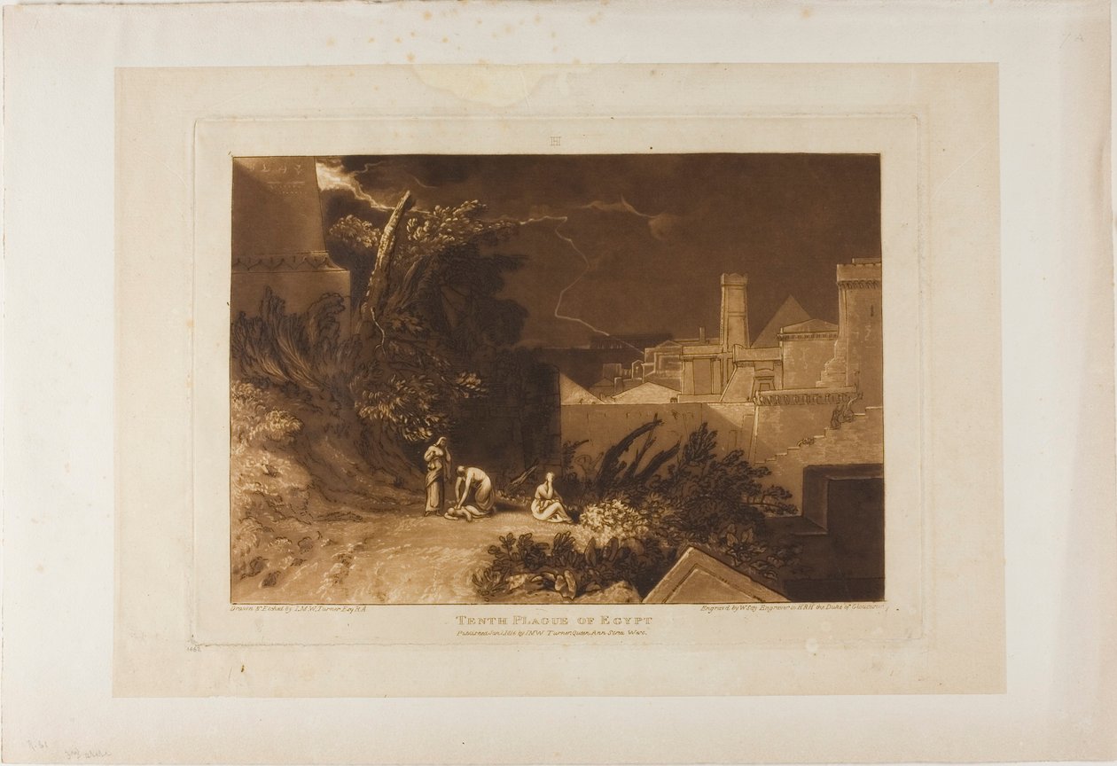 Tiende plaag van Egypte, plaat 61 uit Liber Studiorum door Joseph Mallord William Turner