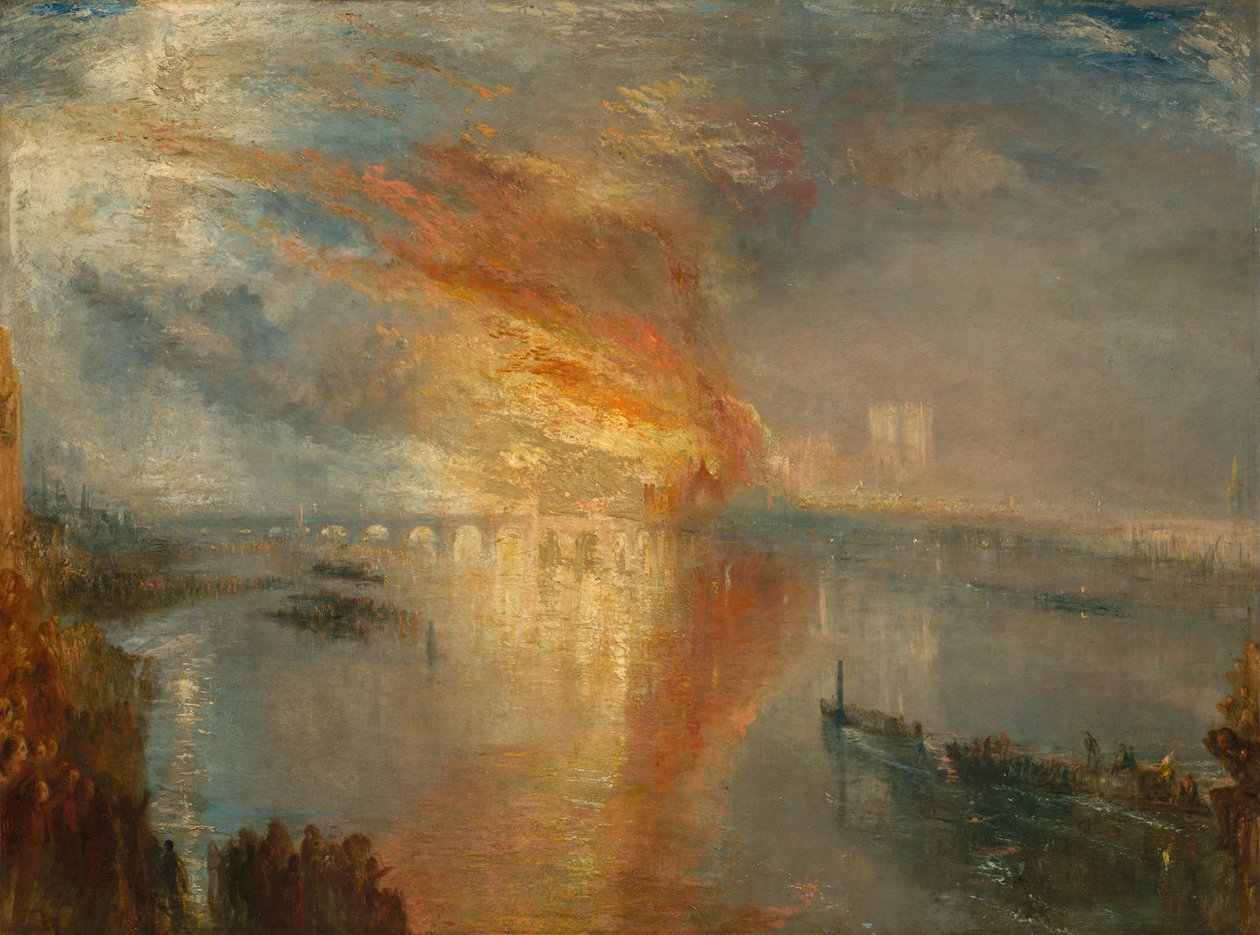 De brand van de huizen van Lords en Commons, 16 oktober 1834 door Joseph Mallord William Turner