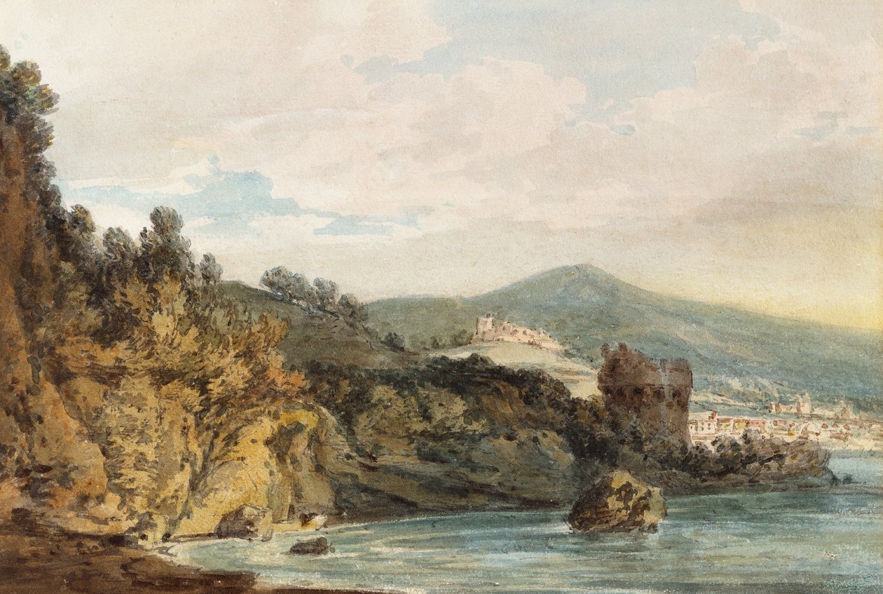 De kust onder Vietri, Salerno in de verte, het kasteel gezien boven de Torre Crestarella door Joseph Mallord William Turner