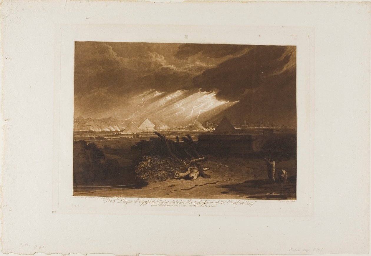 De Vijfde Plaag van Egypte, plaat 16 uit Liber Studiorum door Joseph Mallord William Turner