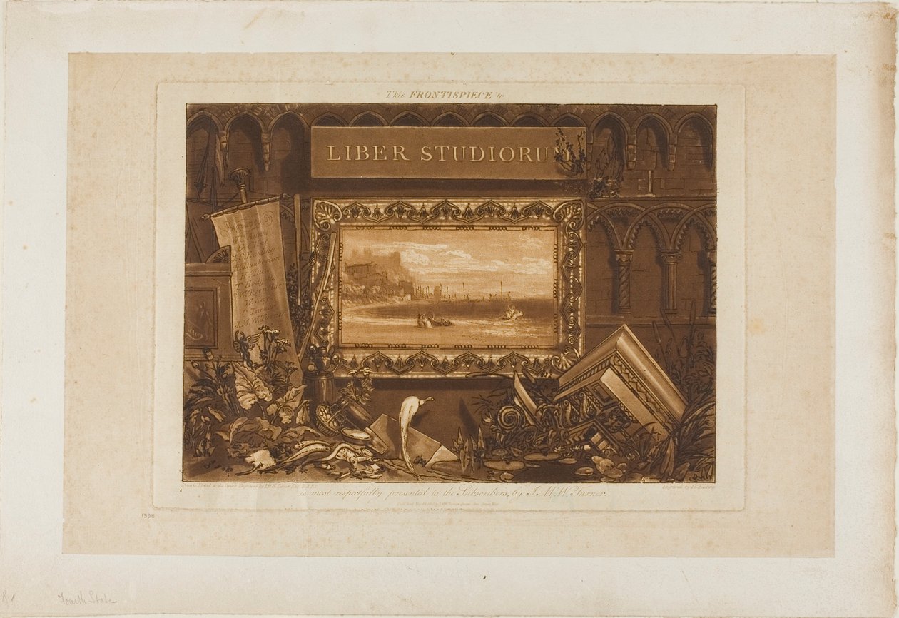 Het frontispice van Liber Studiorum door Joseph Mallord William Turner
