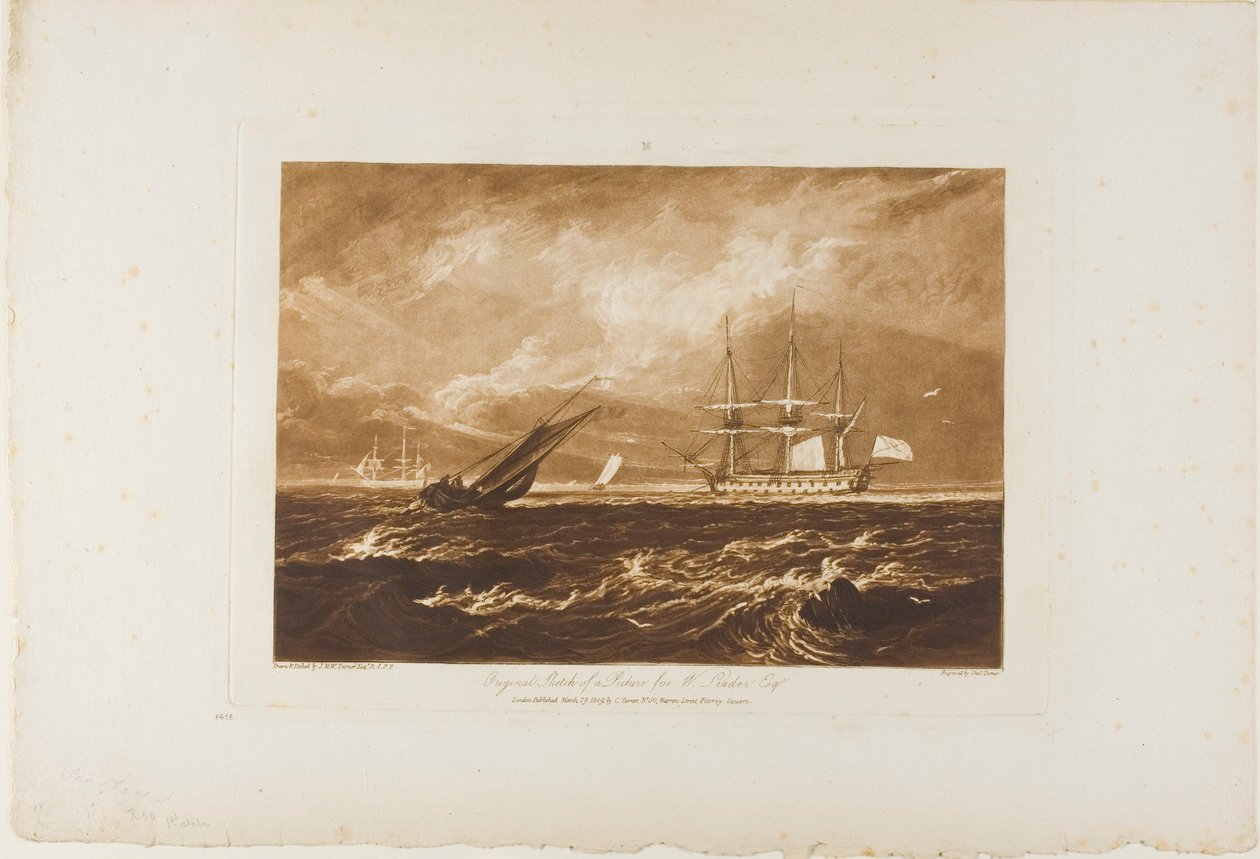 De Leider Zee Stuk, plaat 20 uit Liber Studiorum door Joseph Mallord William Turner