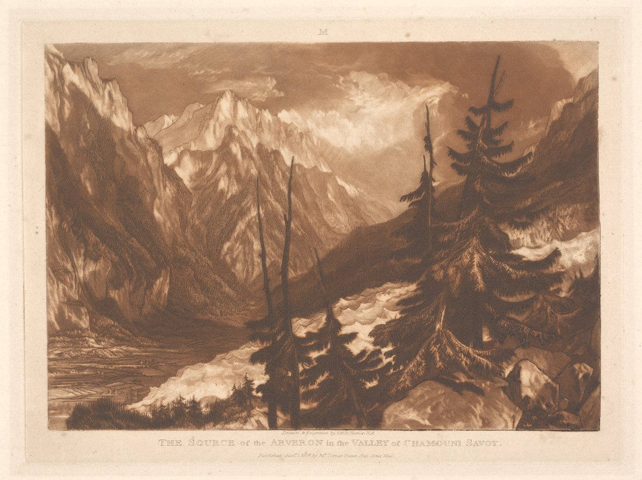 De bron van de Arveron in de vallei van Chamonix, Savoye door Joseph Mallord William Turner