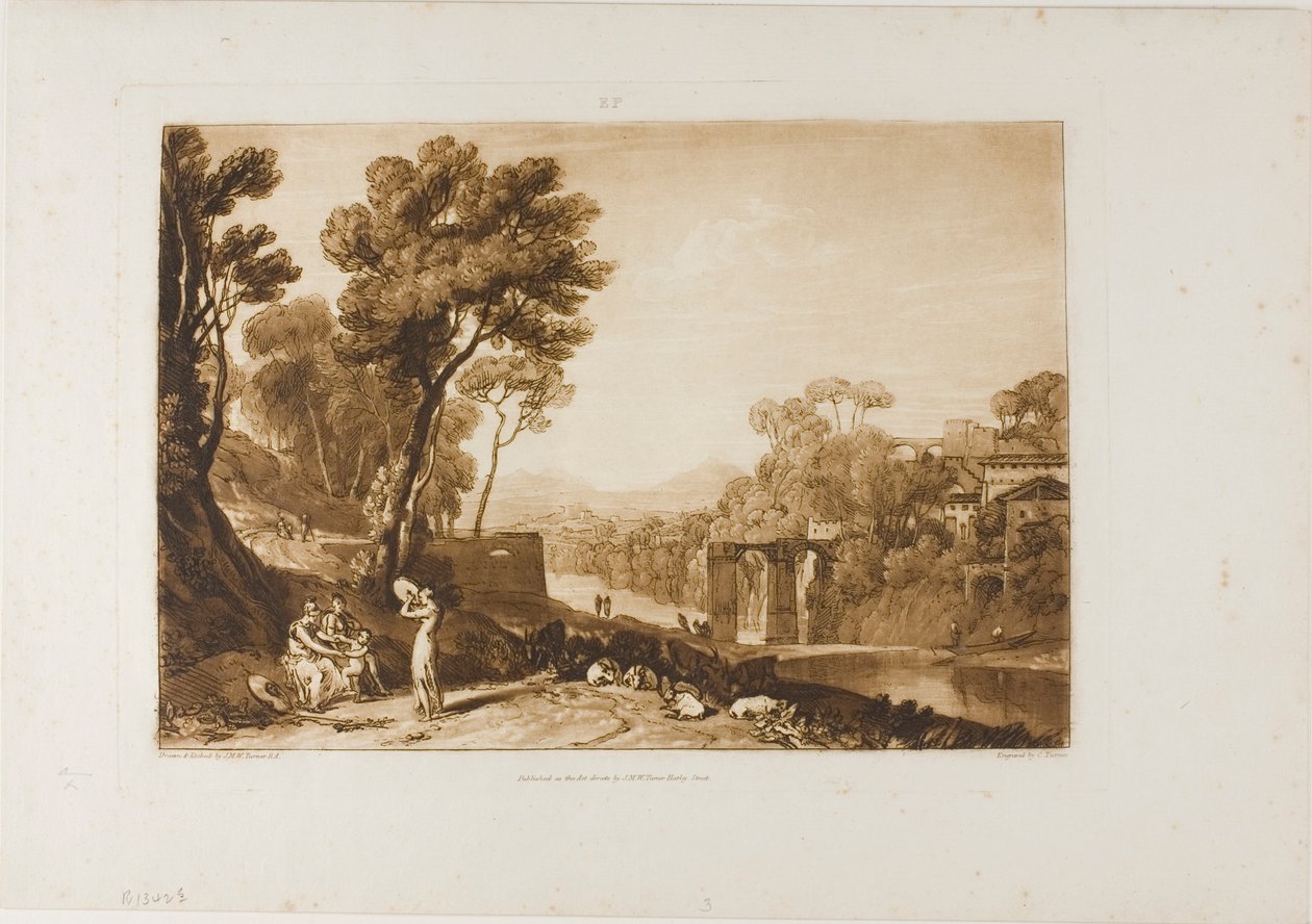 De Vrouw en de Tamboerijn, plaat 3 uit Liber Studiorum door Joseph Mallord William Turner