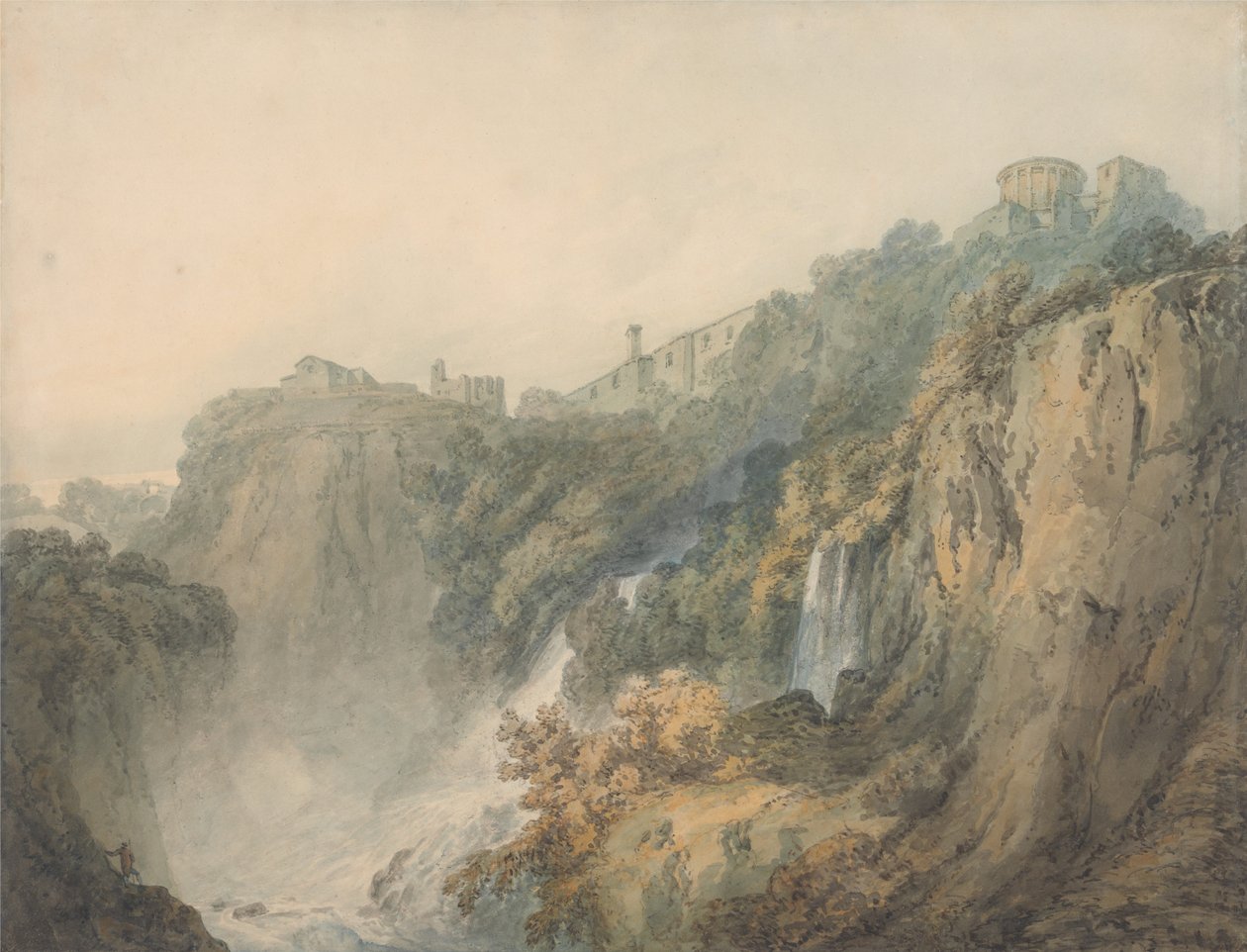 Tivoli met de Tempel van de Sibylle en de watervallen door Joseph Mallord William Turner