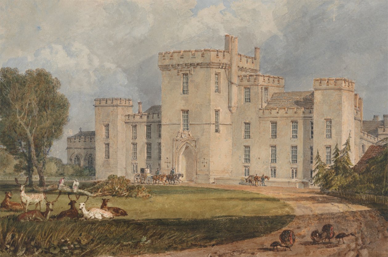 Uitzicht op Hampton Court, Herefordshire, vanuit het noordwesten door Joseph Mallord William Turner