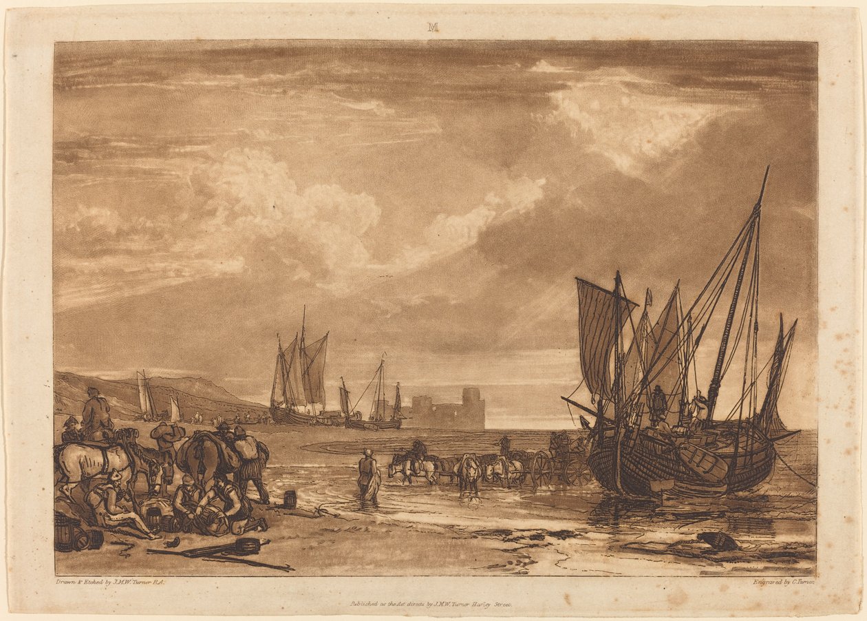 Scène aan de Franse kust door Joseph Mallord William Turner and Charles Turner