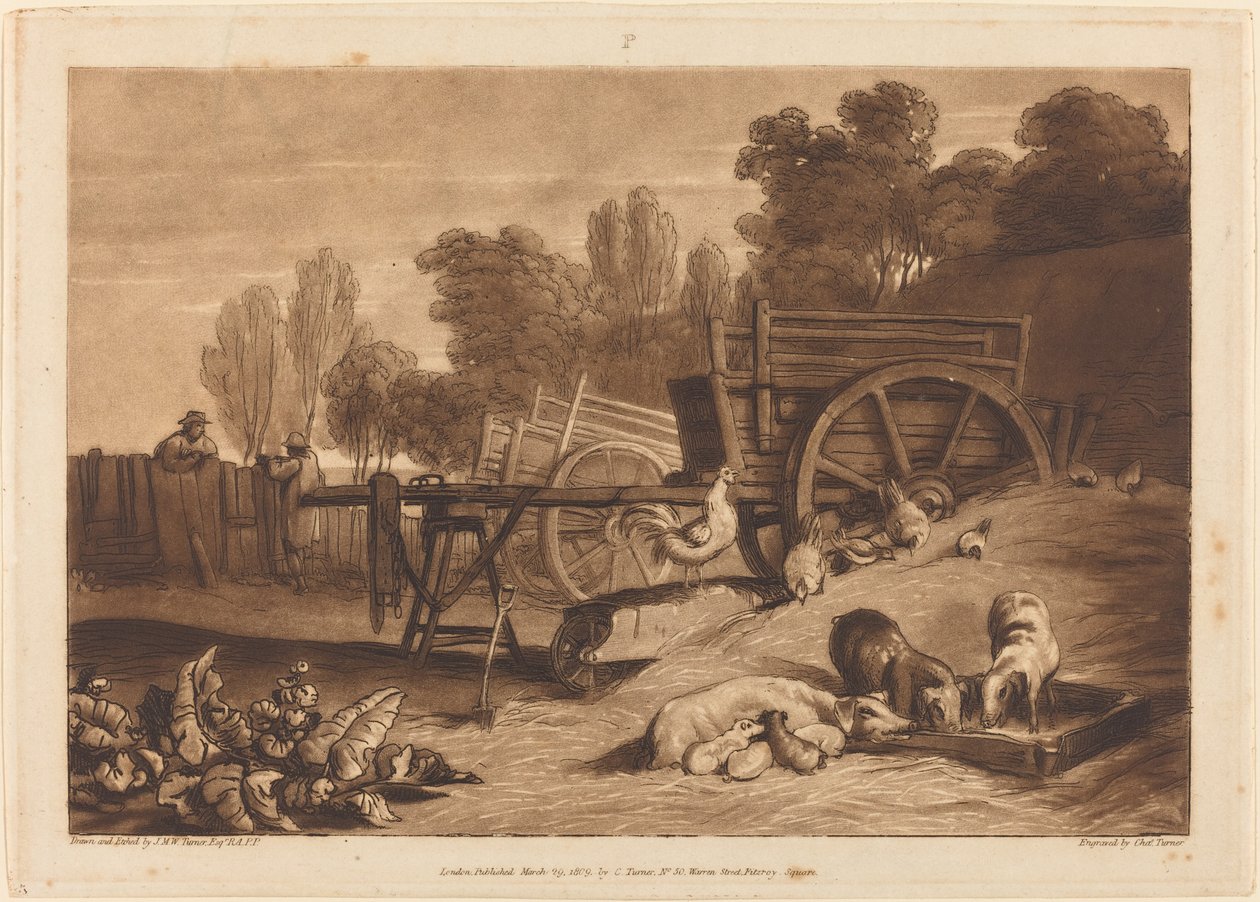De Boerderij met de Haan door Joseph Mallord William Turner and Charles Turner