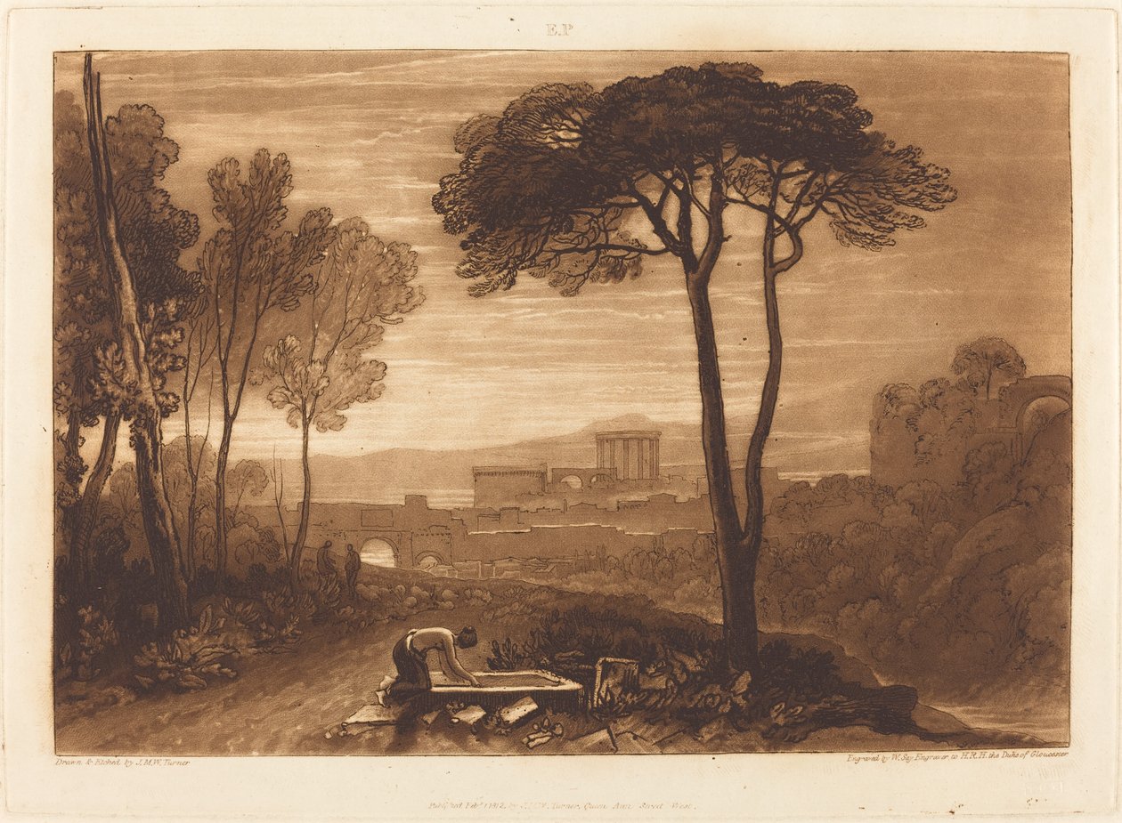 Scène in de Campagna door Joseph Mallord William Turner and William Say