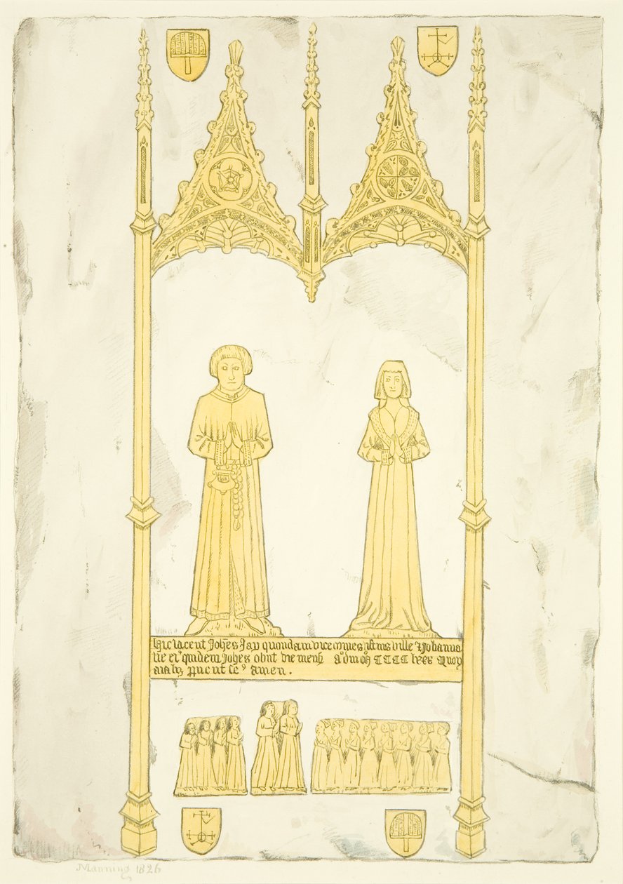 Messingplaat van John en Johanna Jay in St. Mary Redcliffe door Joseph Manning