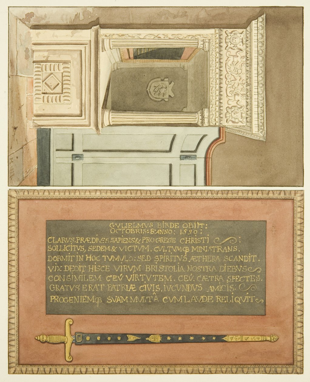 Einde van het monument van William Bird in St Mark