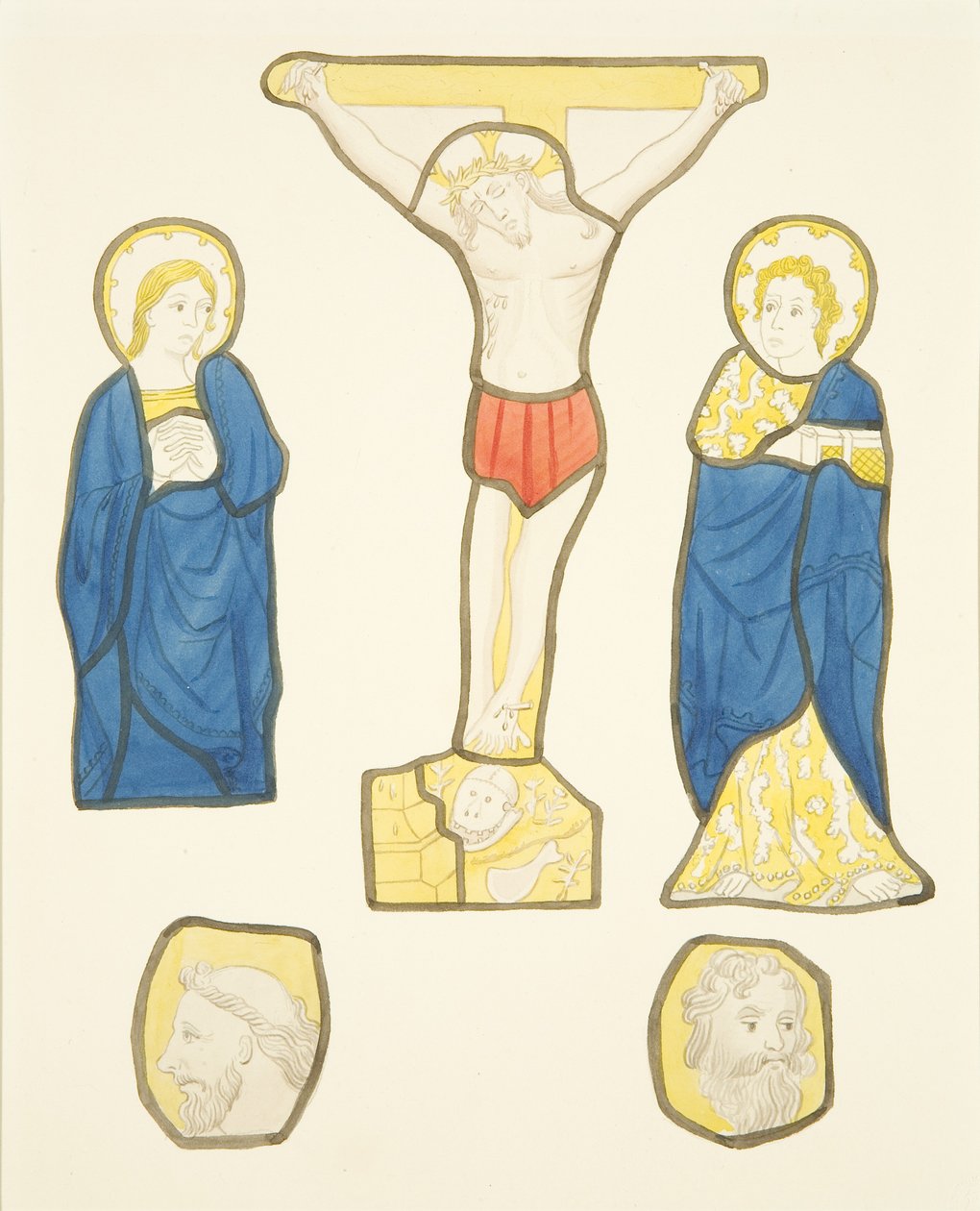 Figuur in glas-in-lood in privéraam in het bisschoppelijk paleis door Joseph Manning