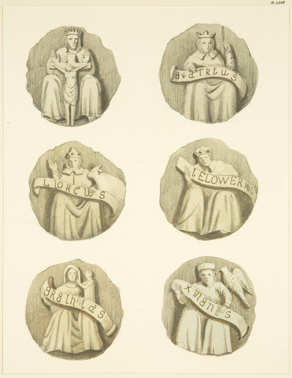 Gewelfstenen (bossen) in het plafond van de Redcliffe Church door Joseph Manning