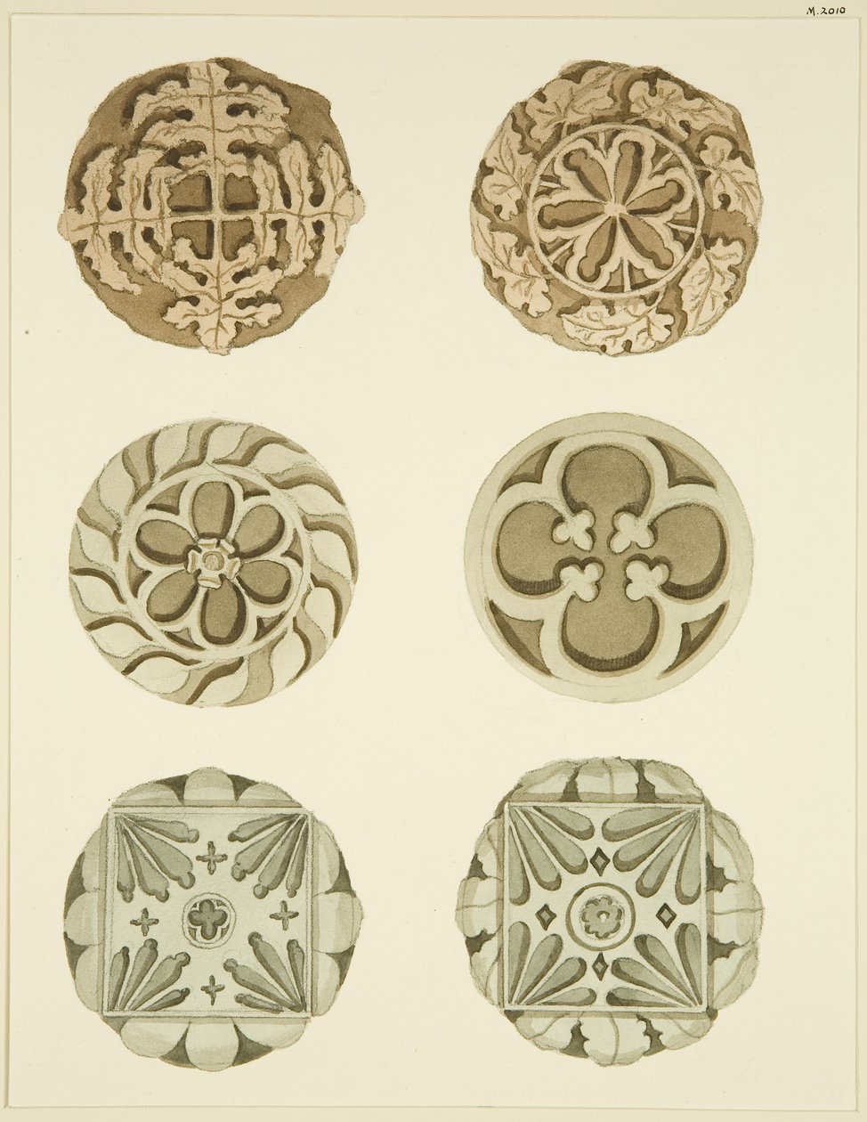Gewelfstenen (knoppen) in het plafond van St Mary Redcliffe door Joseph Manning