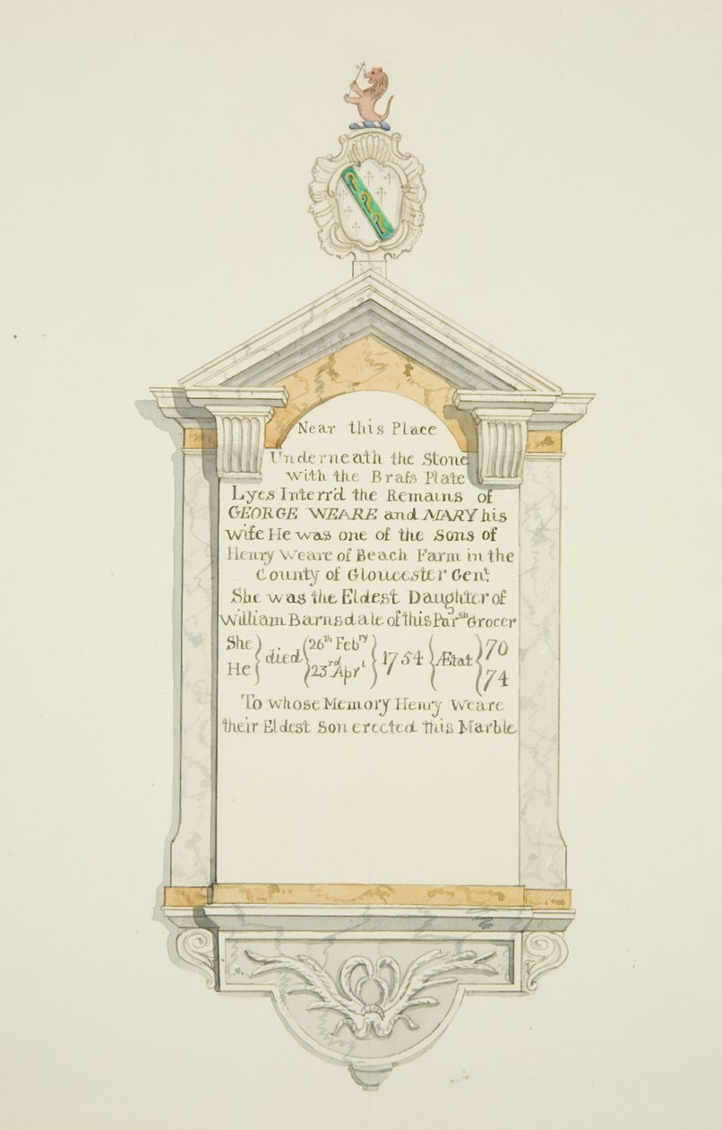 Monument voor George Weare en zijn vrouw in de St Thomas Kerk door Joseph Manning
