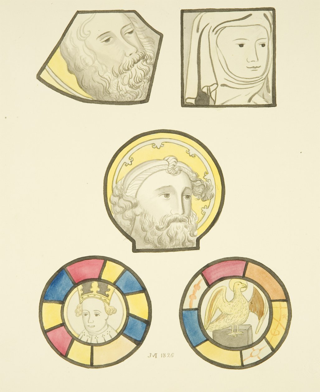 Glas-in-lood in het noordraam van het schip van St Mary Redcliffe door Joseph Manning