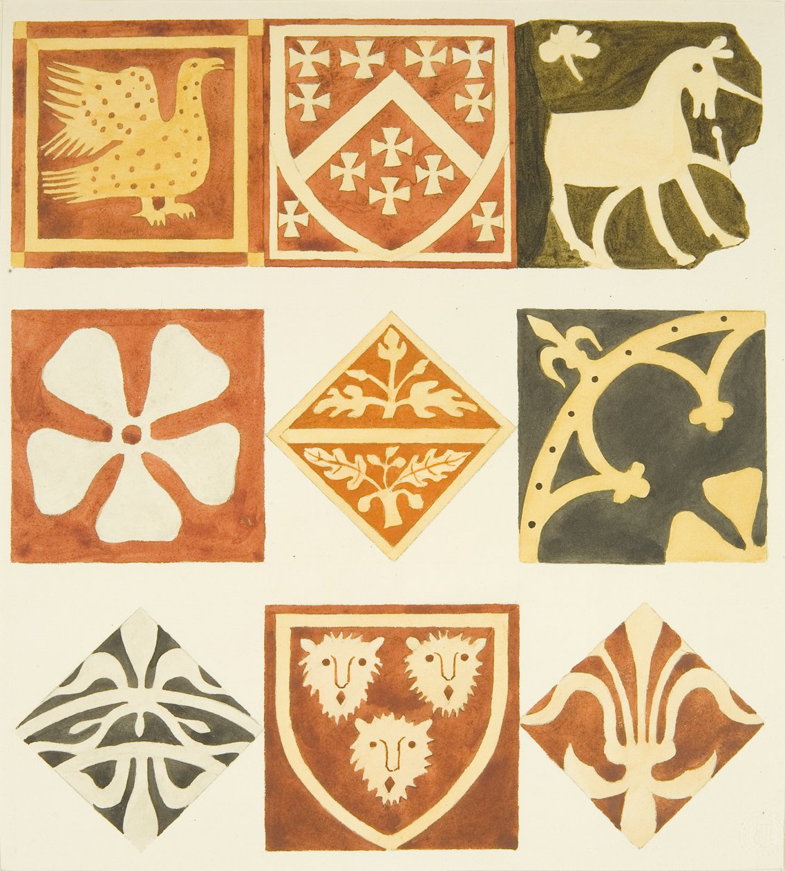 Tegels in de sacristie en verschillende delen van de vloer van de Bristol Cathedral door Joseph Manning